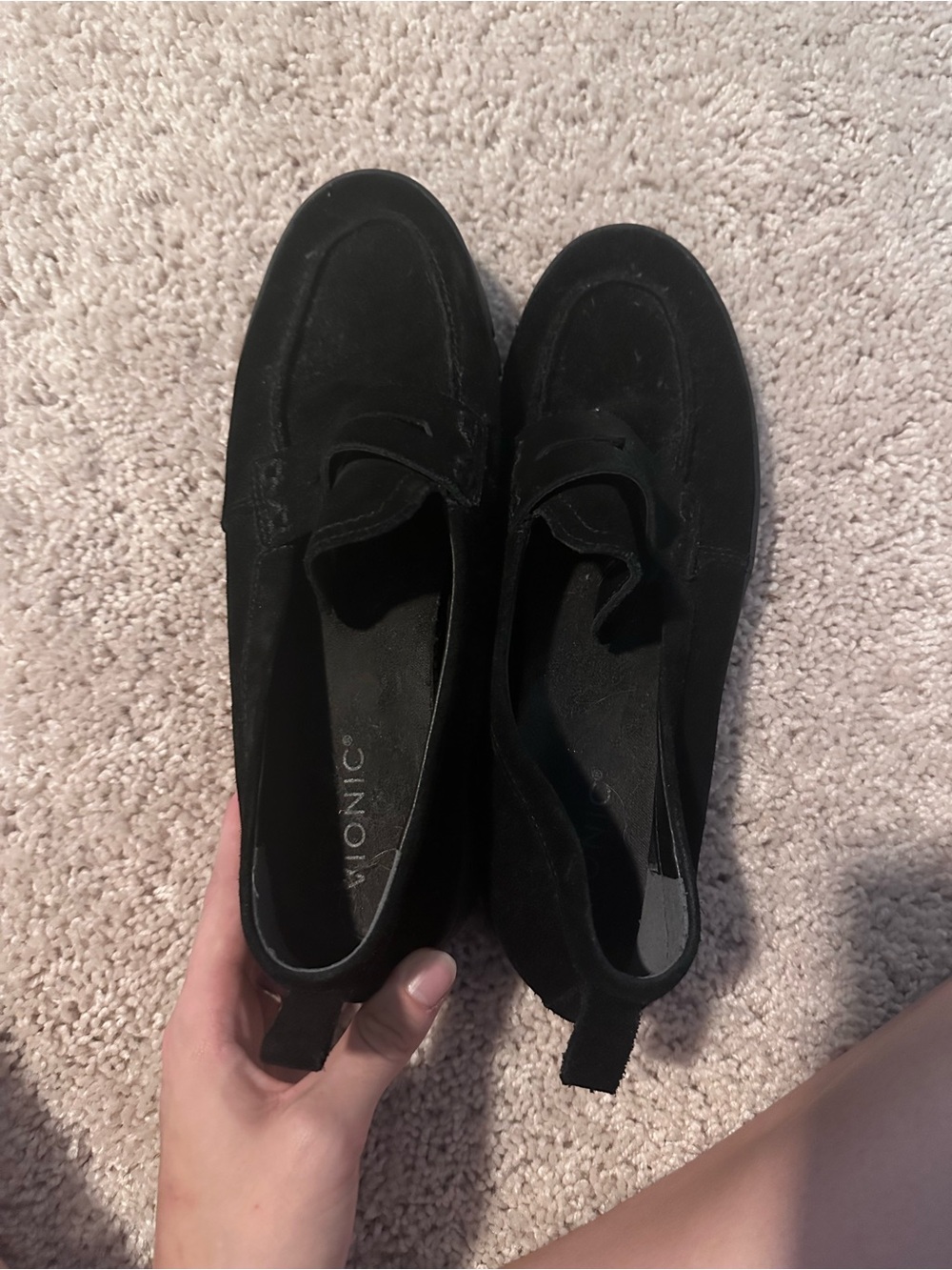 Vionic Black Suede Slip-On Loafers